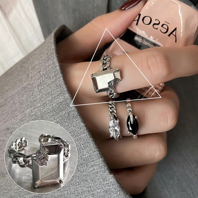 Minimalist 925 Silver Ring for Women Fashion Creative Irregular Geometric Aestethic Open Rings Birthday Party Jewelry Gift